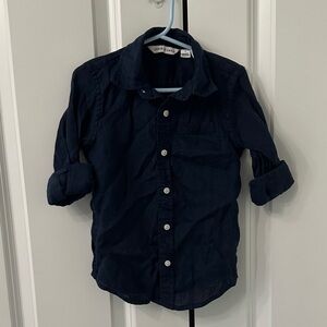 Janie and Jack Dark Blue linen Button Down Shirt